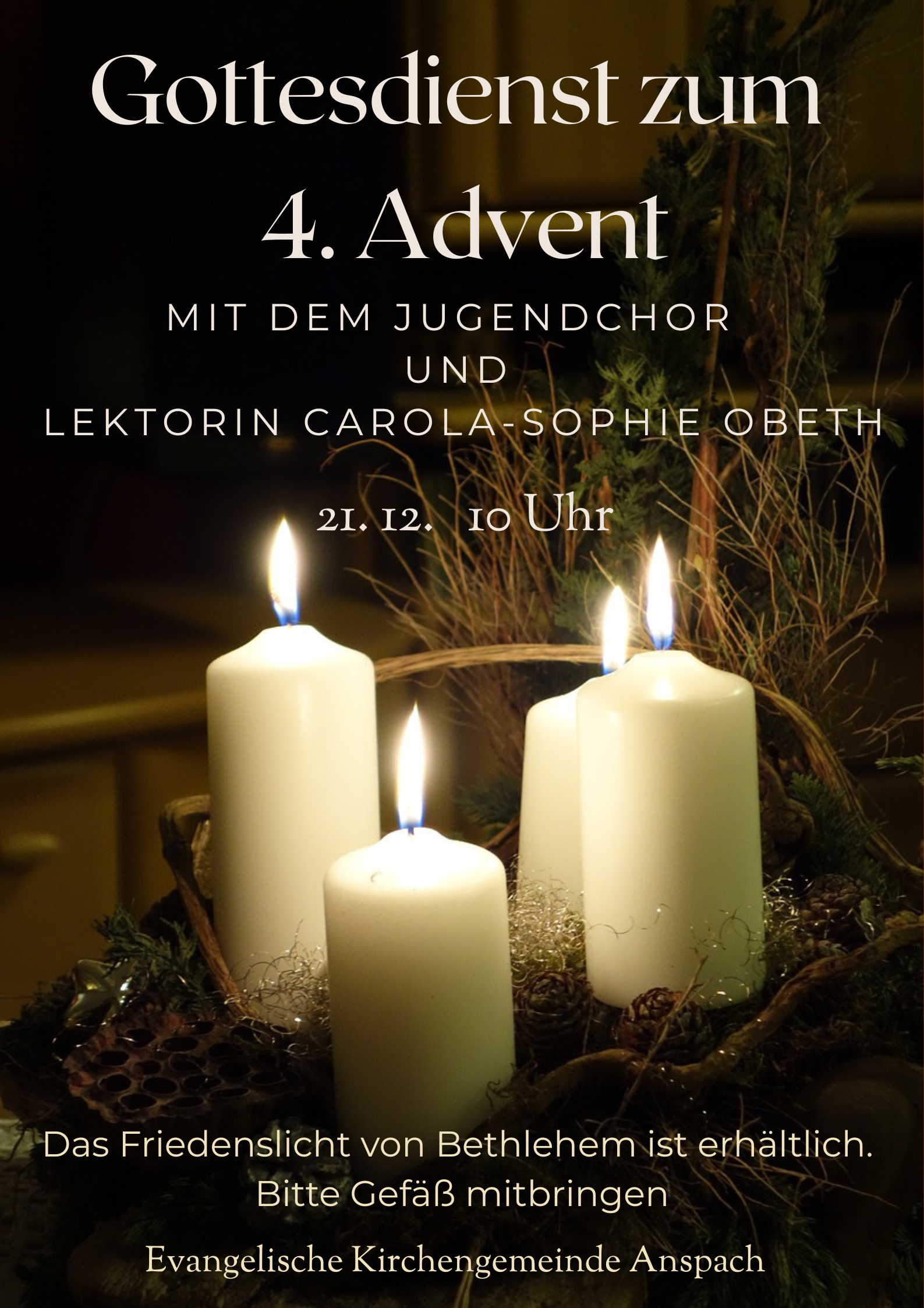 4. Advent mit Jugendchor und Friedenslicht
