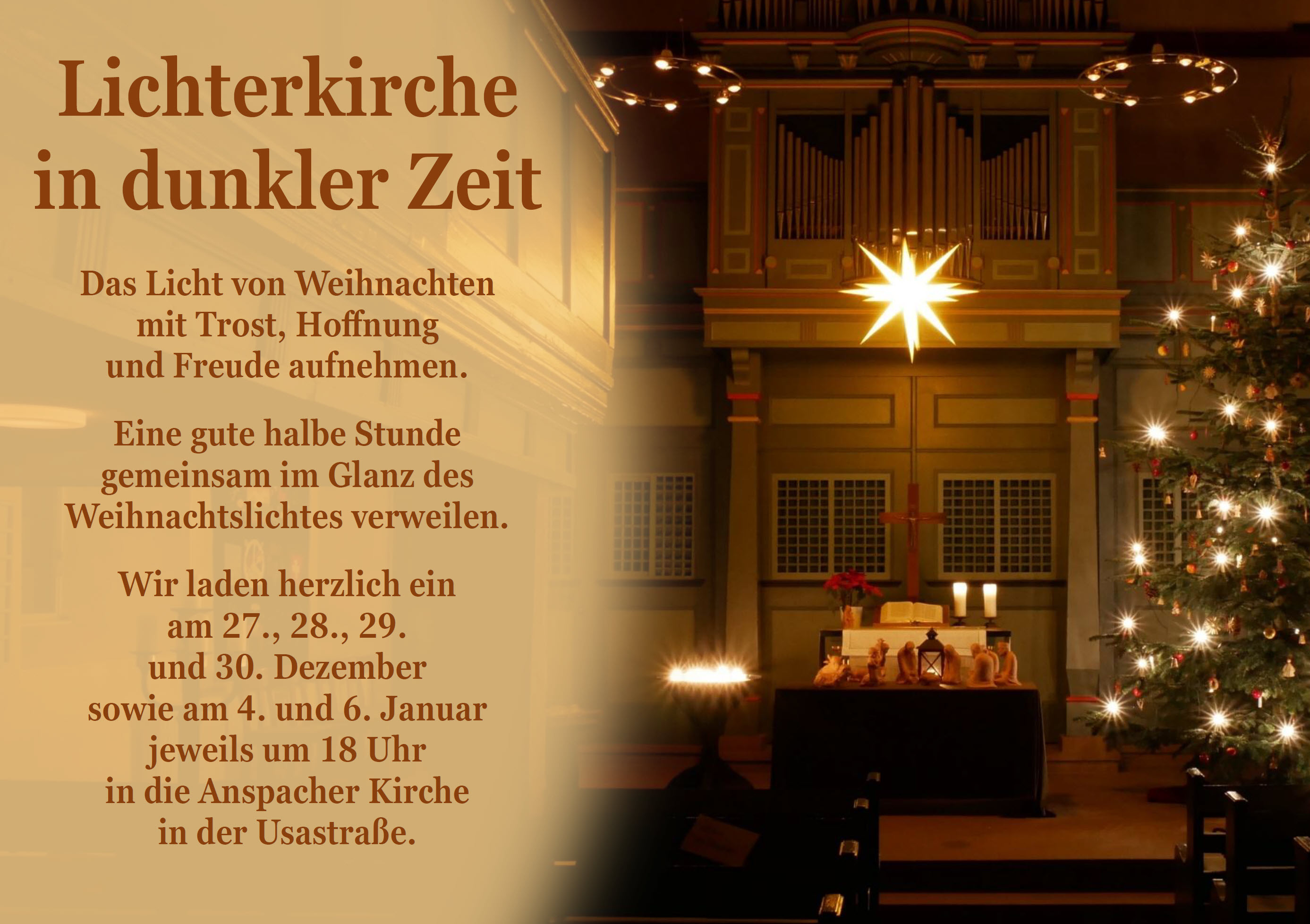 Lichterkirche in dunkler Zeit